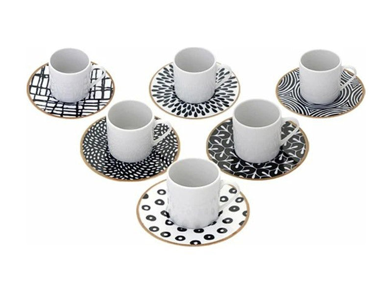 Porland Fractal Coffee Set 12-Piece Porcelain Set