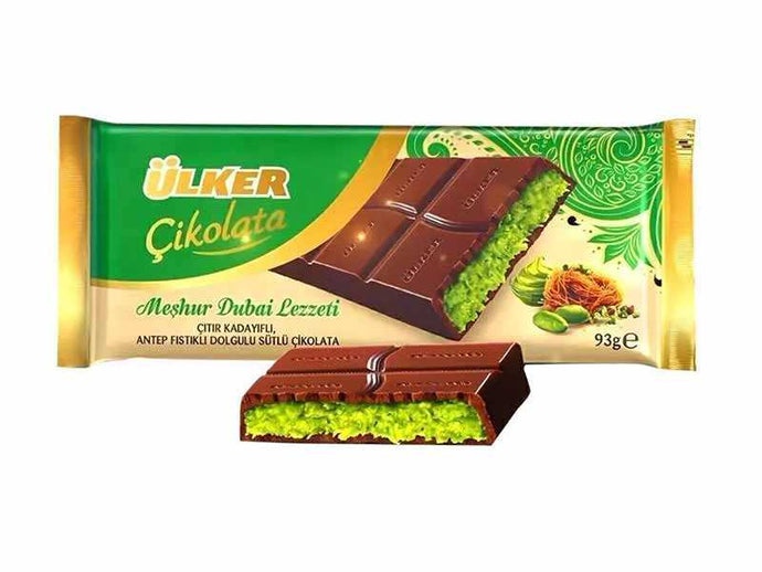 Ulker Dubai Chocolate Bar with Antep Pistachio 93g – Elmarasi.com