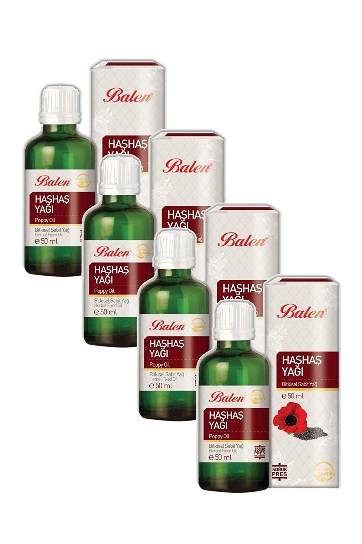 Balen Pure Poppy Seed Oil 50 ml (Pack of 4) - Premium Cold-Pressed