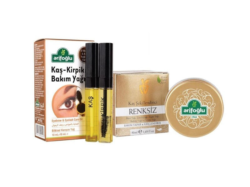 مجموعة أريفة أوغلو للعناية بالحواجب والرموش مع محدد حواجب شفاف
