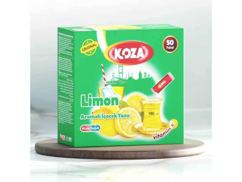 Koza Lemon Flavored Powder Drink Mix Sachets (50 Pack)