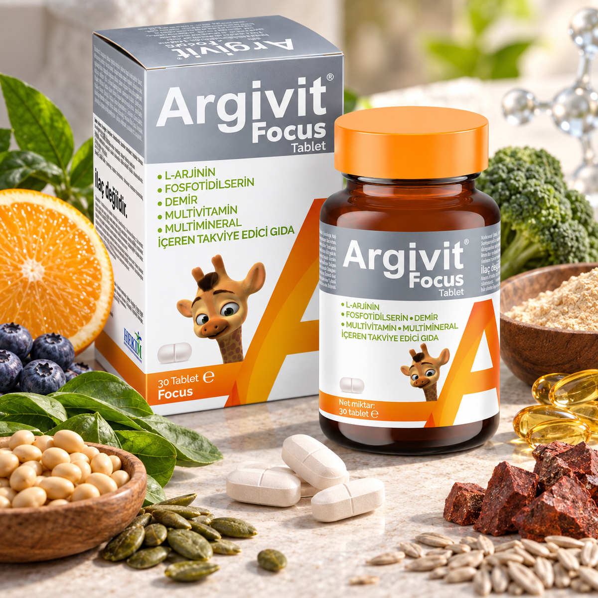 Argivit Focus Daily Multivitamin Tablets with 12 Vitamins, 6 Minerals & Iron