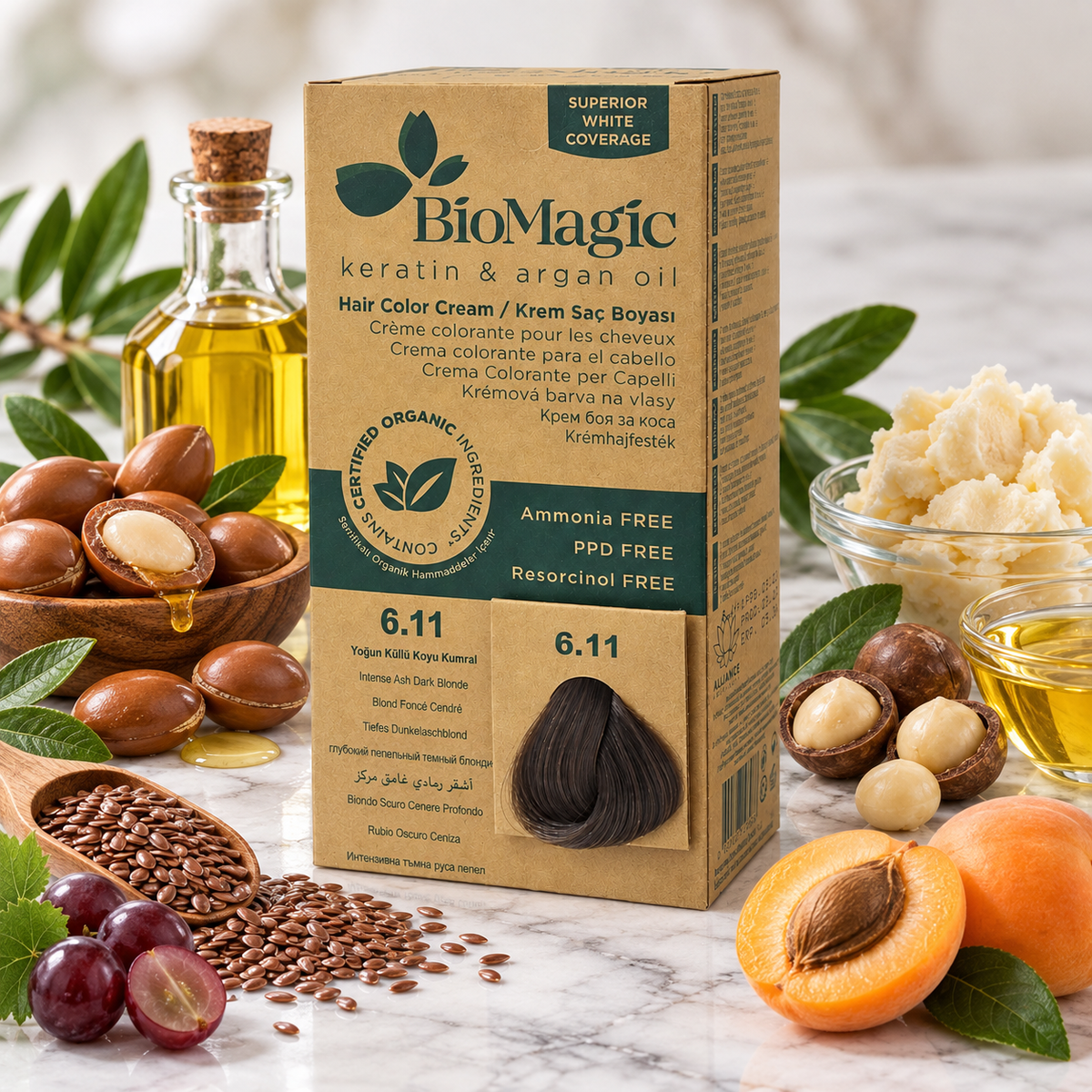BioMagic 6.11 Intensive Dark Blonde Permanent Hair Color Kit - 60 ml