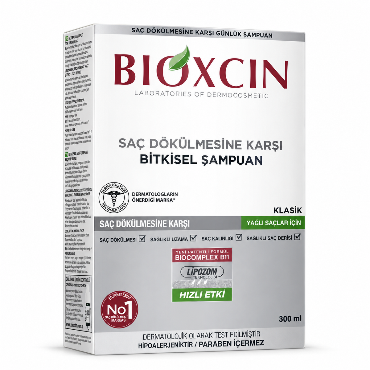 Bioxcin Classic Anti-Hair Loss Shampoo for Oily Hair with BioComplex B11 - 300 ml