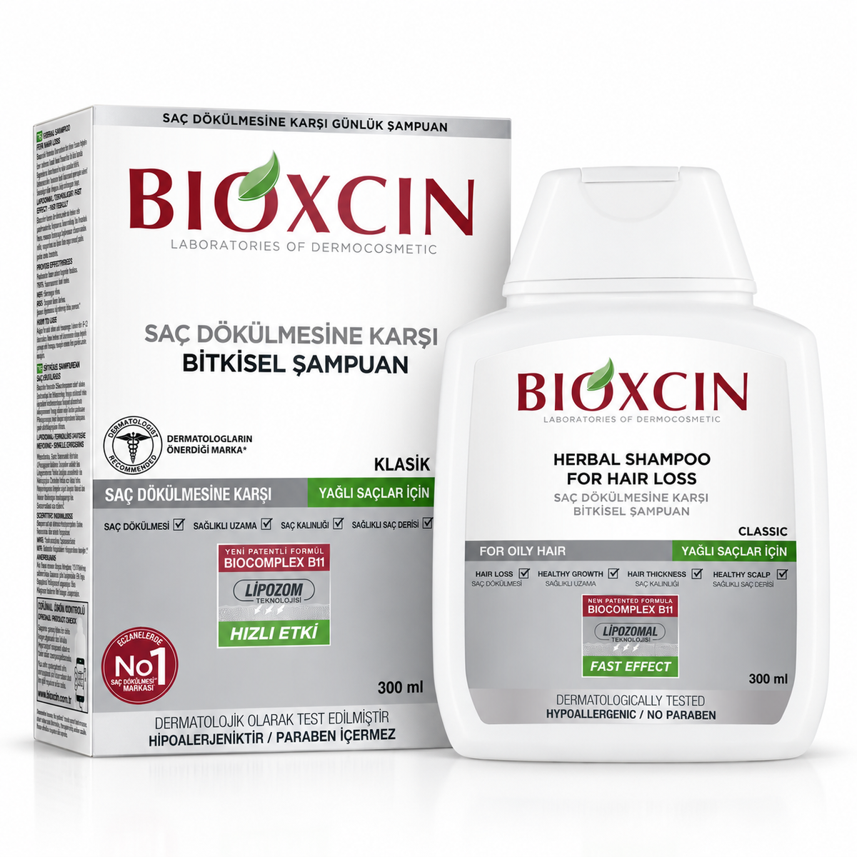 Bioxcin Classic Anti-Hair Loss Shampoo for Oily Hair with BioComplex B11 - 300 ml