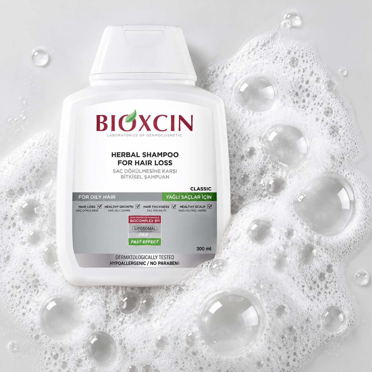 Bioxcin Classic Anti-Hair Loss Shampoo for Oily Hair with BioComplex B11 - 300 ml