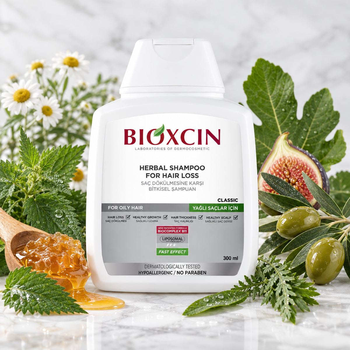 Bioxcin Classic Anti-Hair Loss Shampoo for Oily Hair with BioComplex B11 - 300 ml