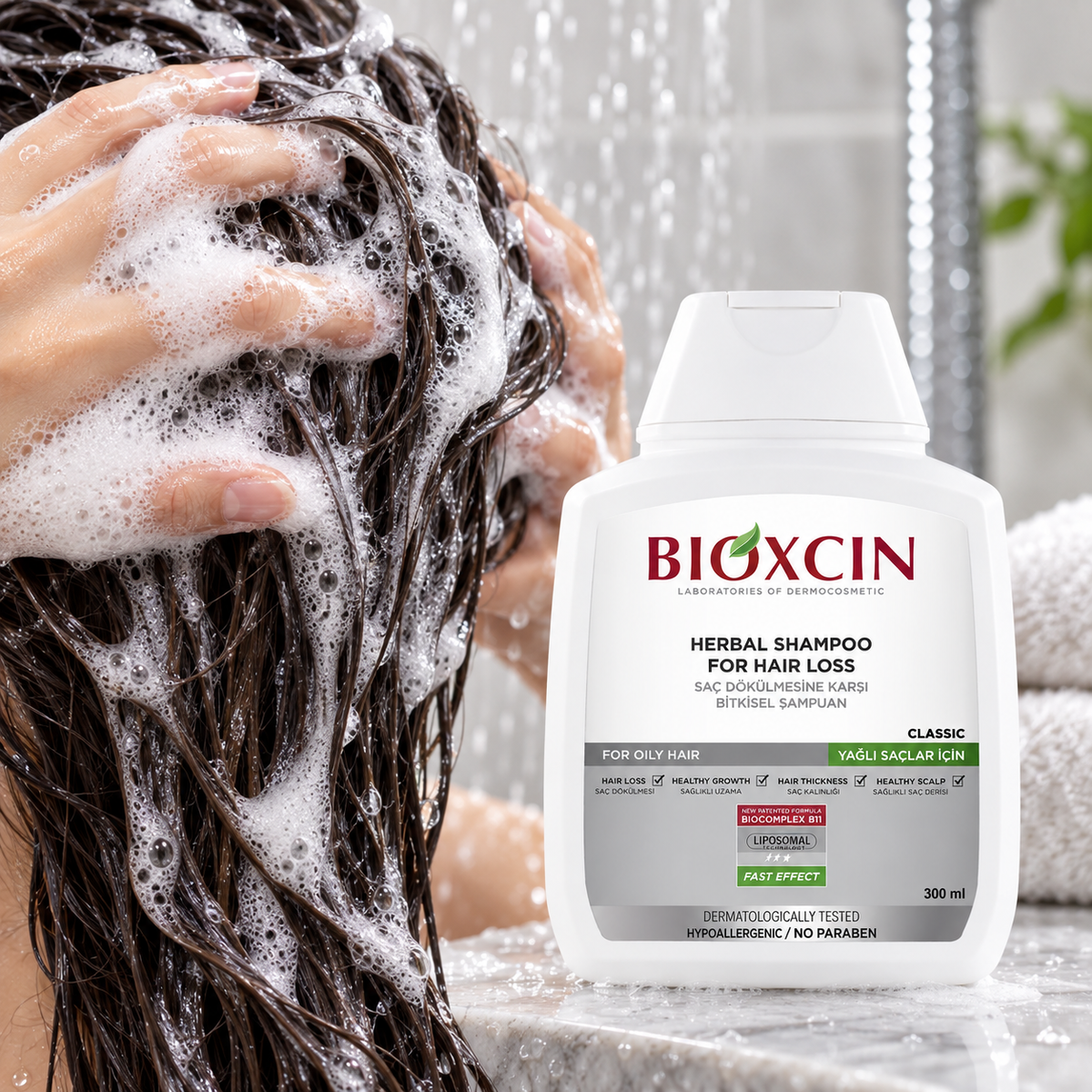 Bioxcin Classic Anti-Hair Loss Shampoo for Oily Hair with BioComplex B11 - 300 ml