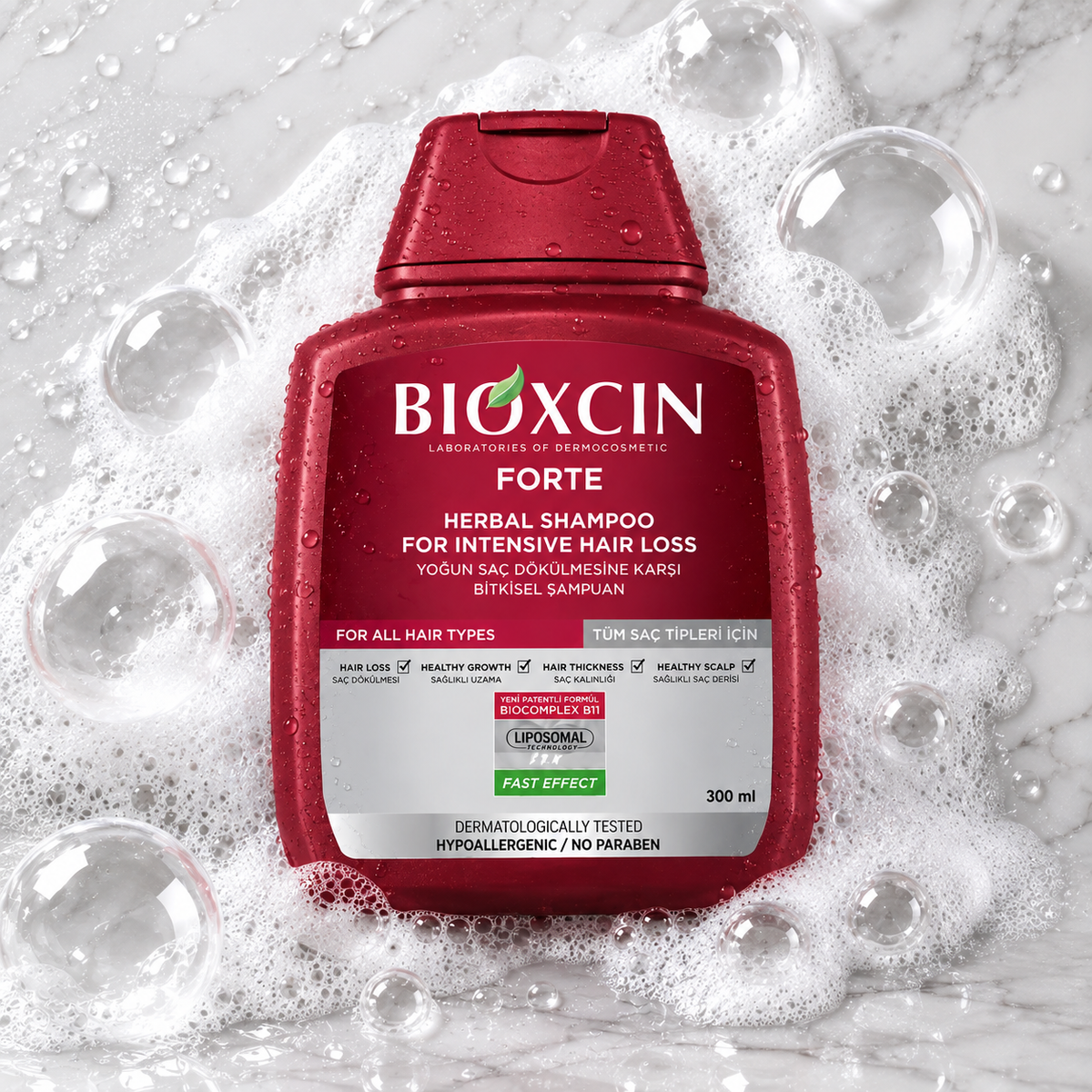 Bioxcin Forte Anti-Hair Loss Shampoo for All Hair Types - 300 ml