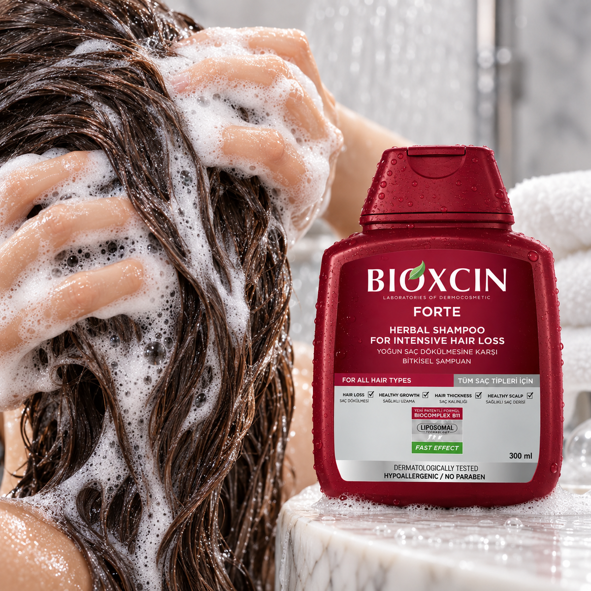 Bioxcin Forte Anti-Hair Loss Shampoo for All Hair Types - 300 ml
