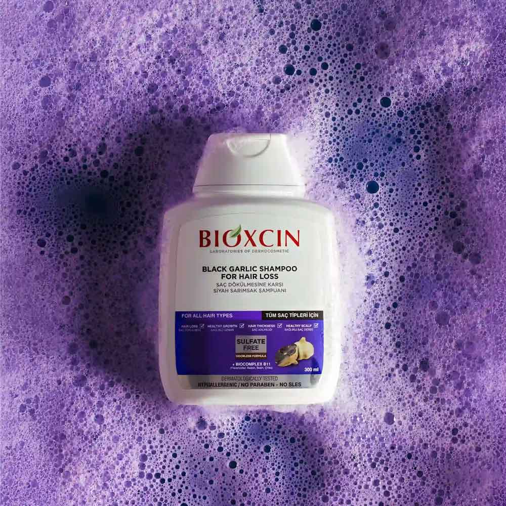 Bioxcin Black Garlic Shampoo for Thinning Hair – All Hair Types 300 ml