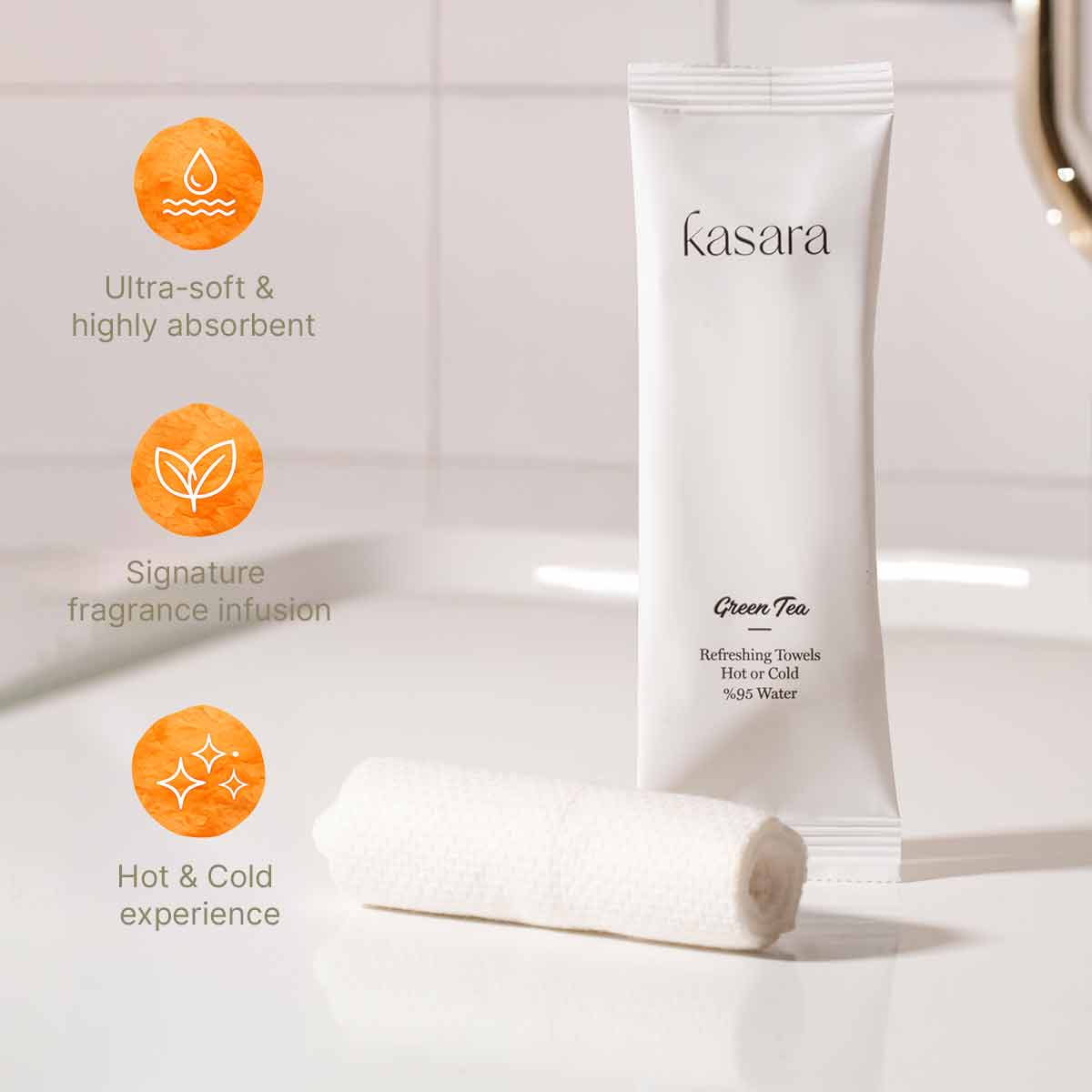 Kasara Green Tea Scented Towel Alcohol-Free - Hot or Cold Use