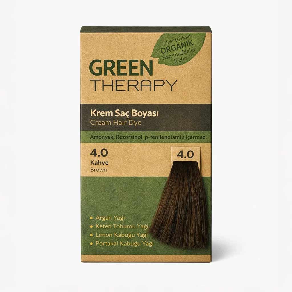 Green Therapy Cream Hair Dye Brown 4.0 - Long-Lasting Color Cream