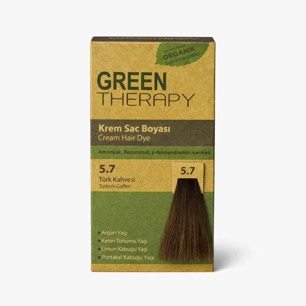 Green Therapy Cream Hair Dye 5.7 Turkish Coffee – Ammonia-Free Formula with Natural Oils
