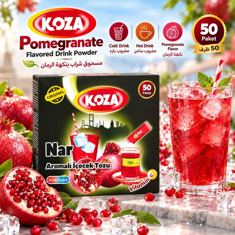 كوزا مسحوق مشروب بنكهة الرمان - 50 ظرف 