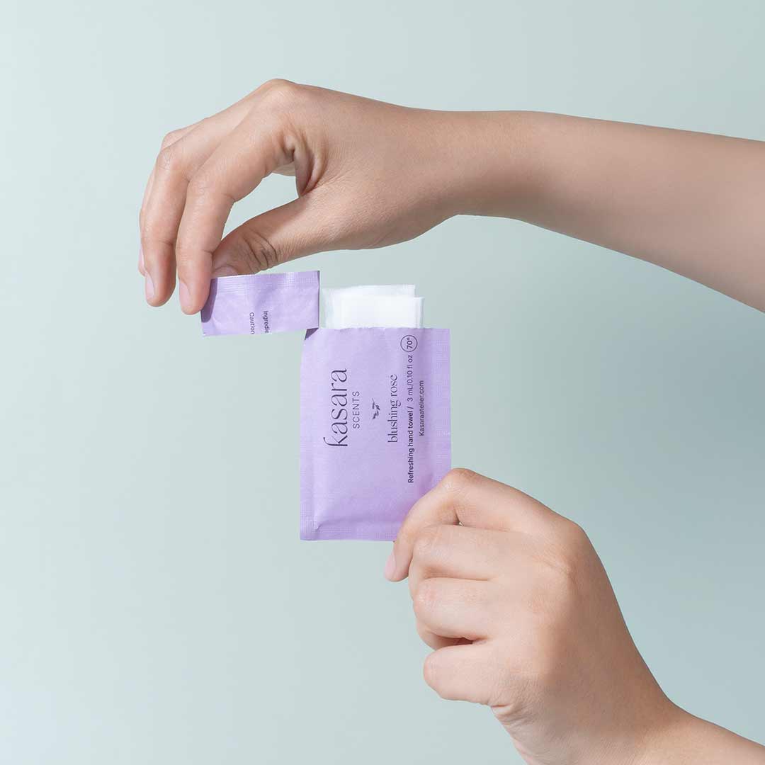 Kasara Blushing Rose Scented Hand Wipes Rose Violet - 60 Pack