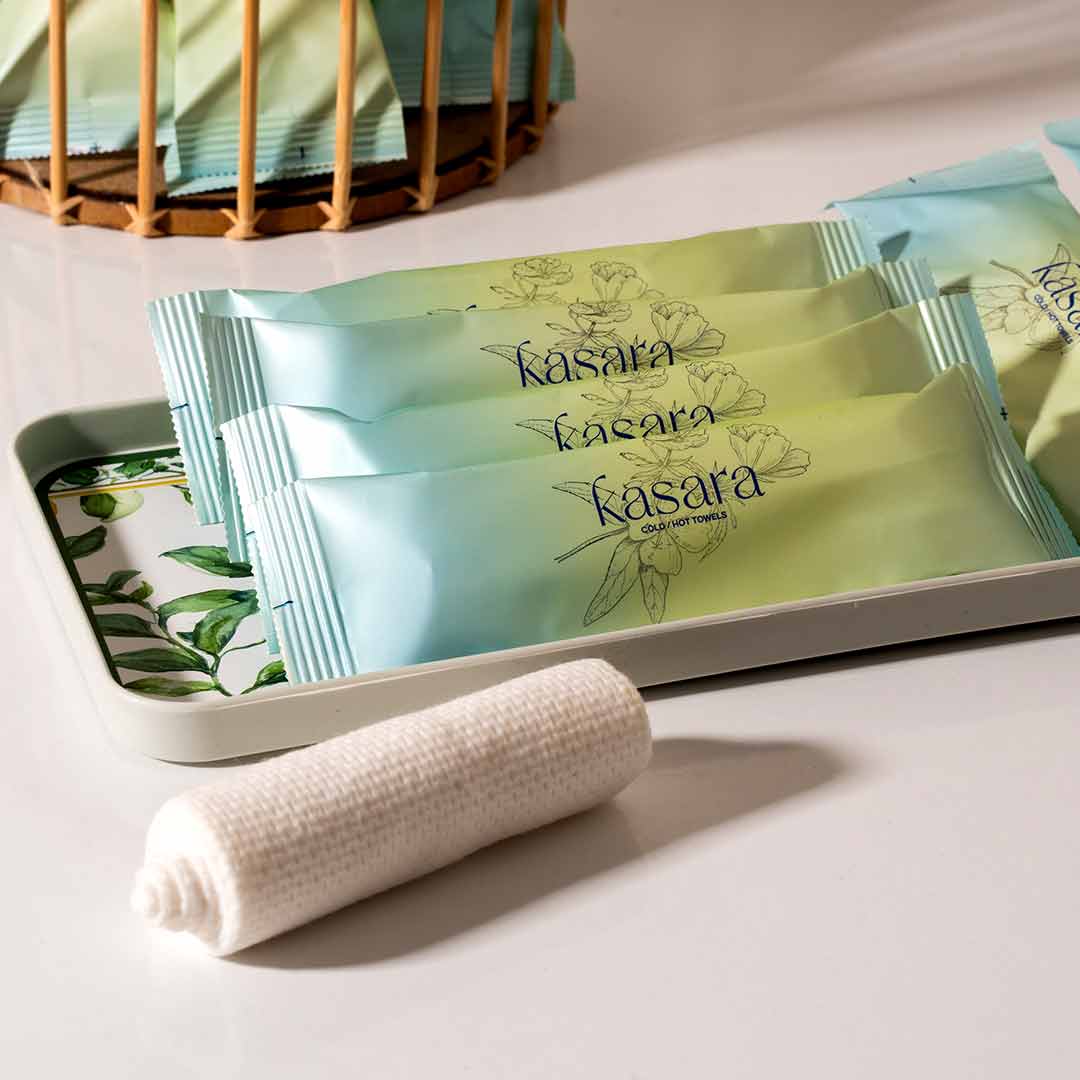 Kasara Cotton Flower Hot & Cold Scented Towel - 95% Purified Water