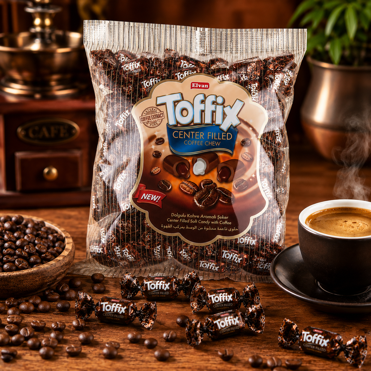 Elvan Tofix Soft Toffee Candies with Coffee-Flavored Filling - 330 g