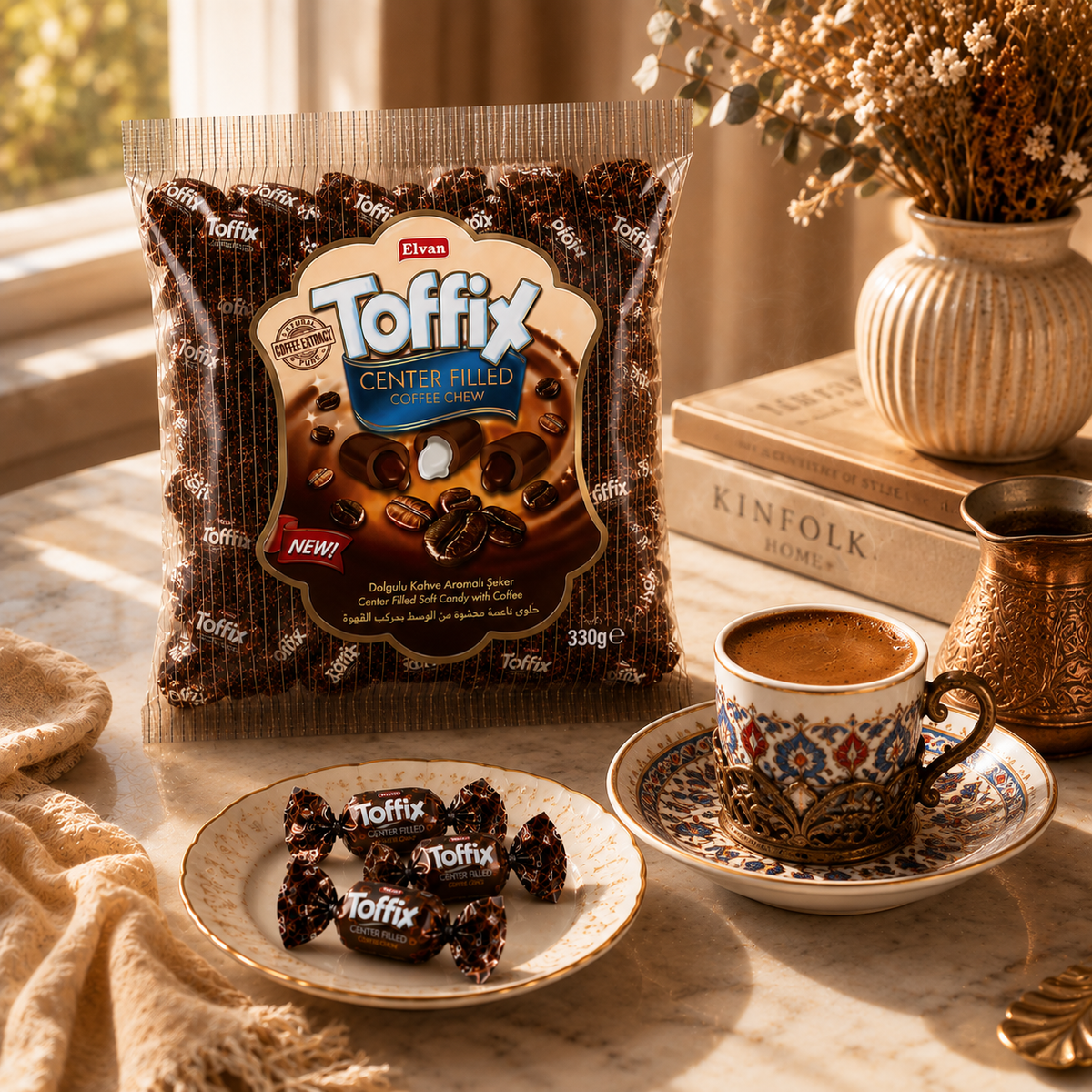 Elvan Tofix Soft Toffee Candies with Coffee-Flavored Filling - 330 g