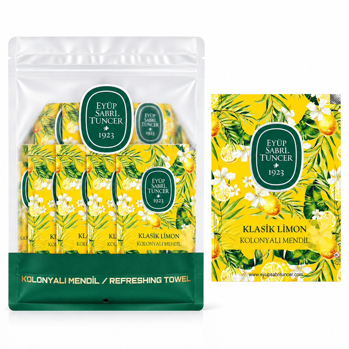 Eyüp Sabri Tuncer Classic Lemon Large Cologne Wipes - 50 Pack