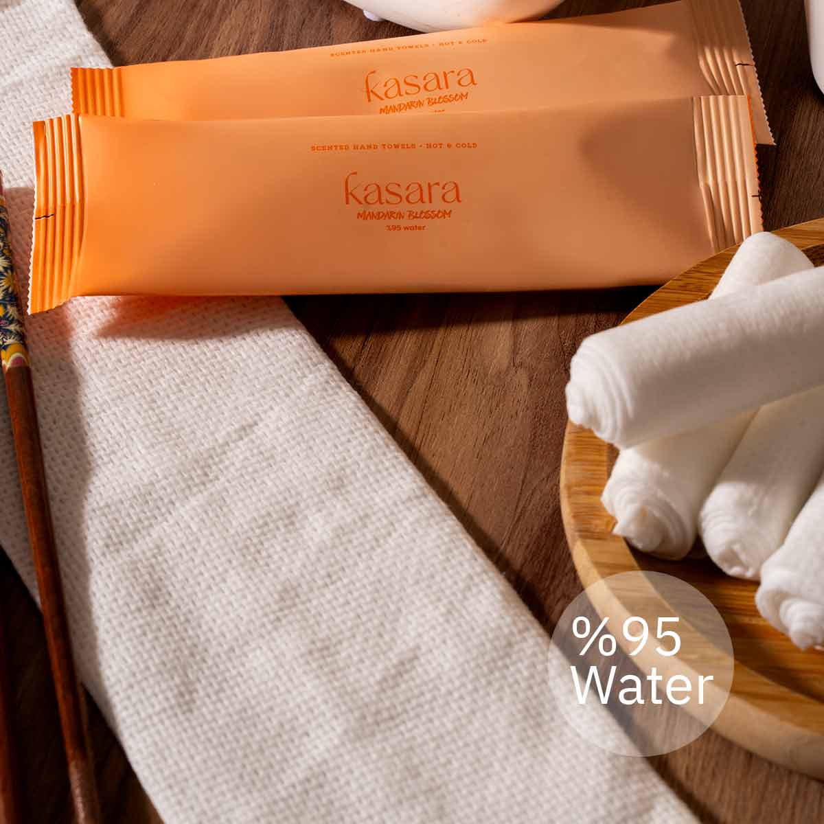 منشفة كسارا Kasara المبللة المعطرة باليوسفي خالية من الكحول - ساخنة أو باردة
