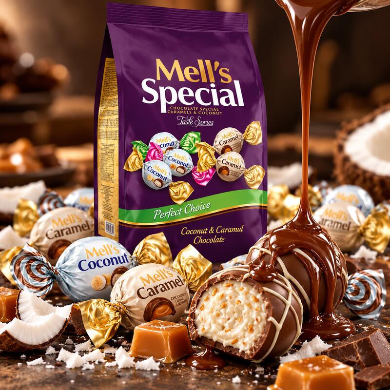 Mell's Special Mix Milk Chocolate with Caramel Pieces & Coconut Flakes – 330 g