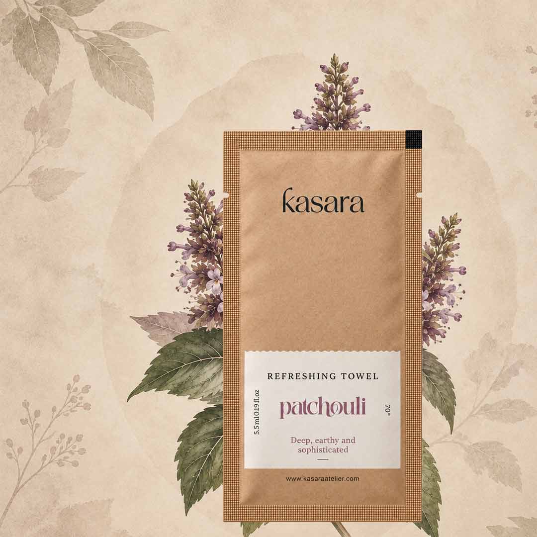 Kasara Patchouli Scented Towels 70% Alcohol - Individually Wrapped