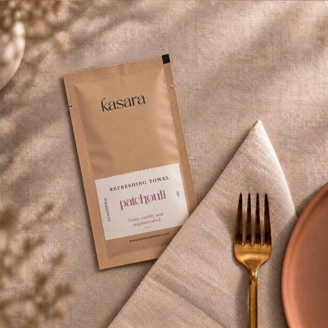 Kasara Patchouli Scented Towels 70% Alcohol - Individually Wrapped