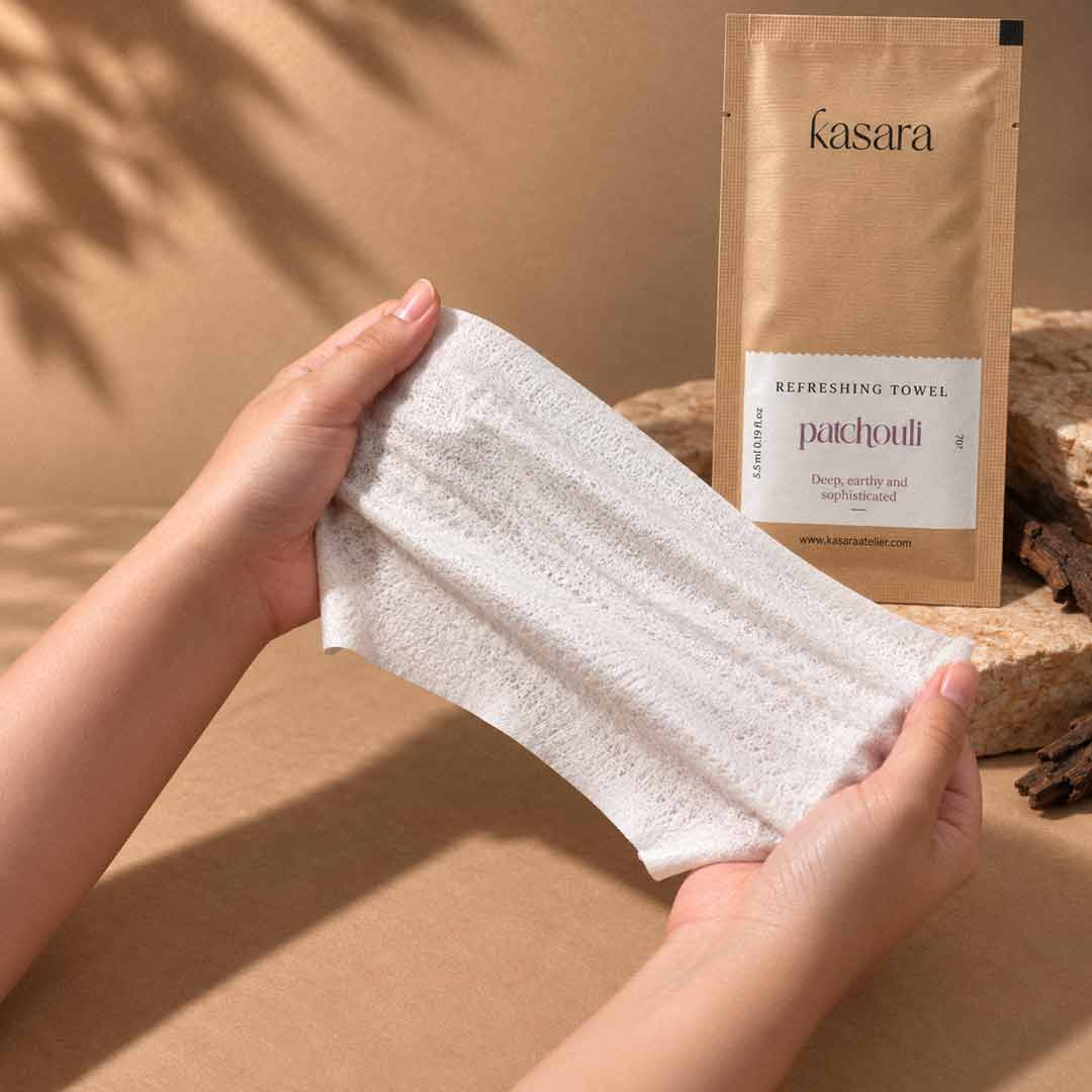 Kasara Patchouli Scented Towels 70% Alcohol - Individually Wrapped