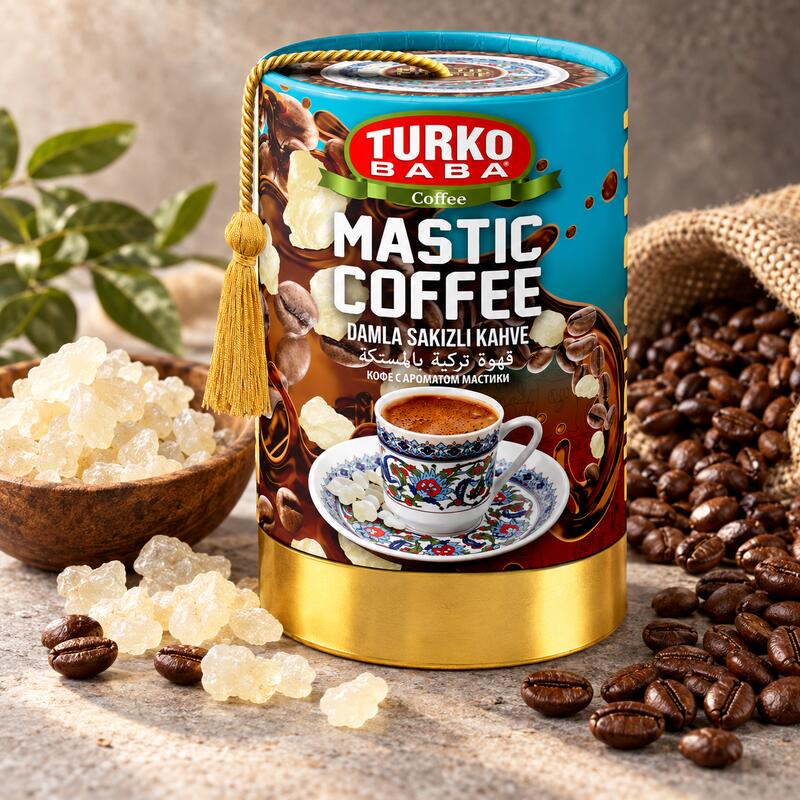 Turko Baba Turkish Coffee with Mastic Flavor, Fine Grind, 200g