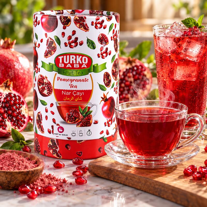 Turko Baba Turkish Pomegranate Fruit Tea Powder with Fruit Pieces, 200g