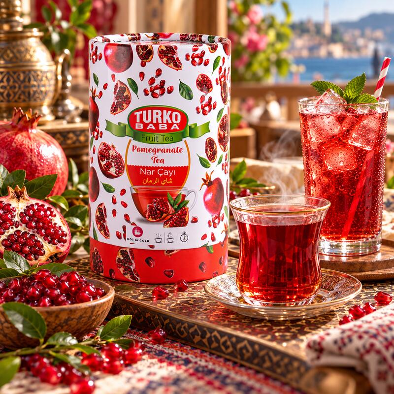 Turko Baba Turkish Pomegranate Fruit Tea Powder with Fruit Pieces, 200g