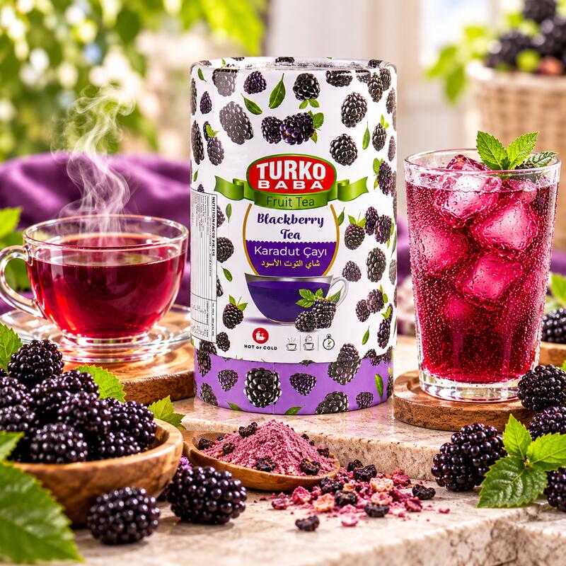 Turkobaba Instant Black Mulberry Fruit Tea with Dried Fruit Pieces - 200g
