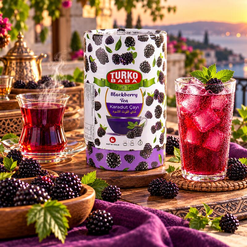 Turkobaba Instant Black Mulberry Fruit Tea with Dried Fruit Pieces - 200g