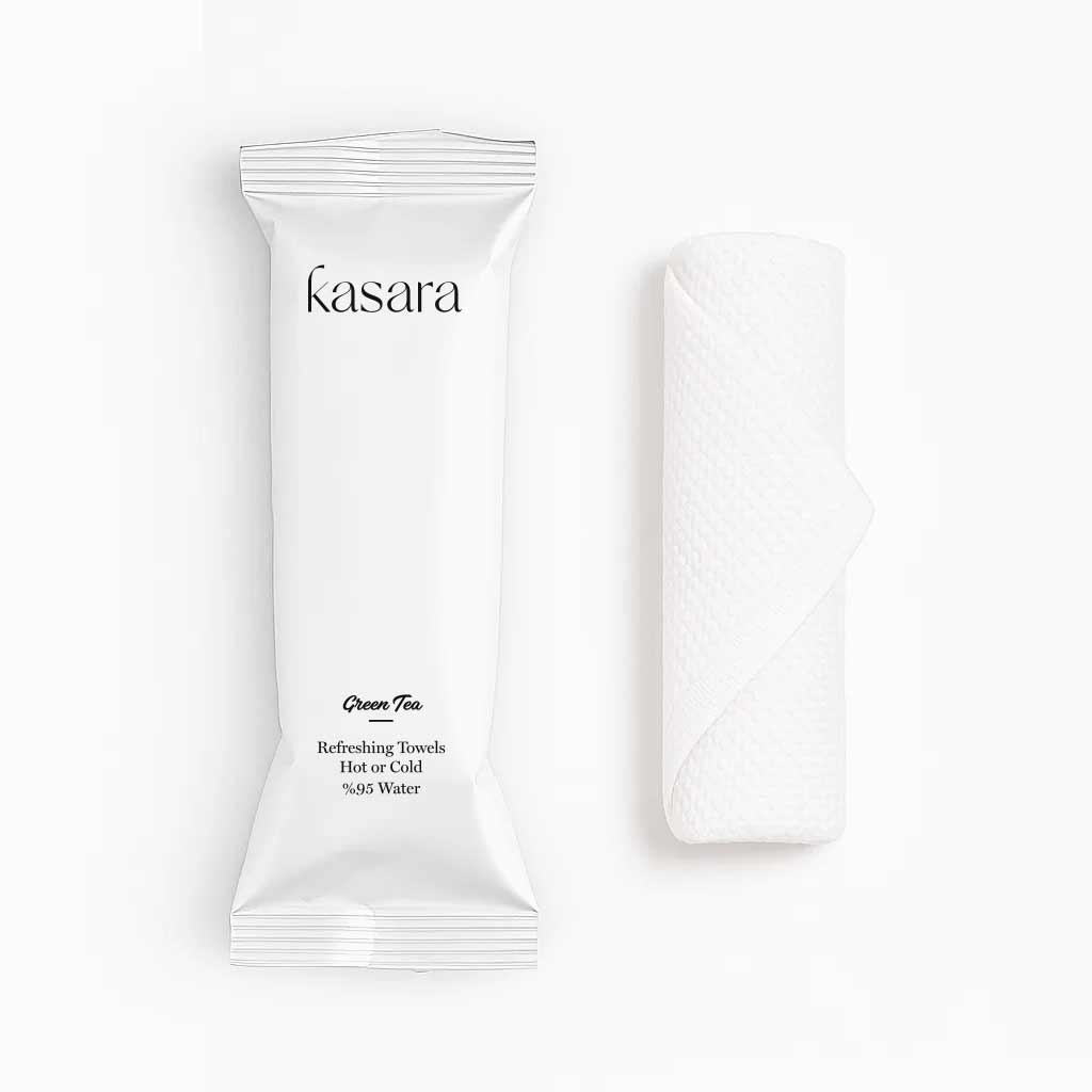 منشفة كسارا Kasara المعطرة بالشاي الأخضر خالية من الكحول - ساخنة أو باردة